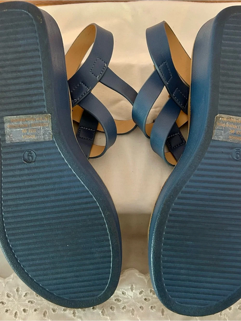 Journee, blue wedge sandals
